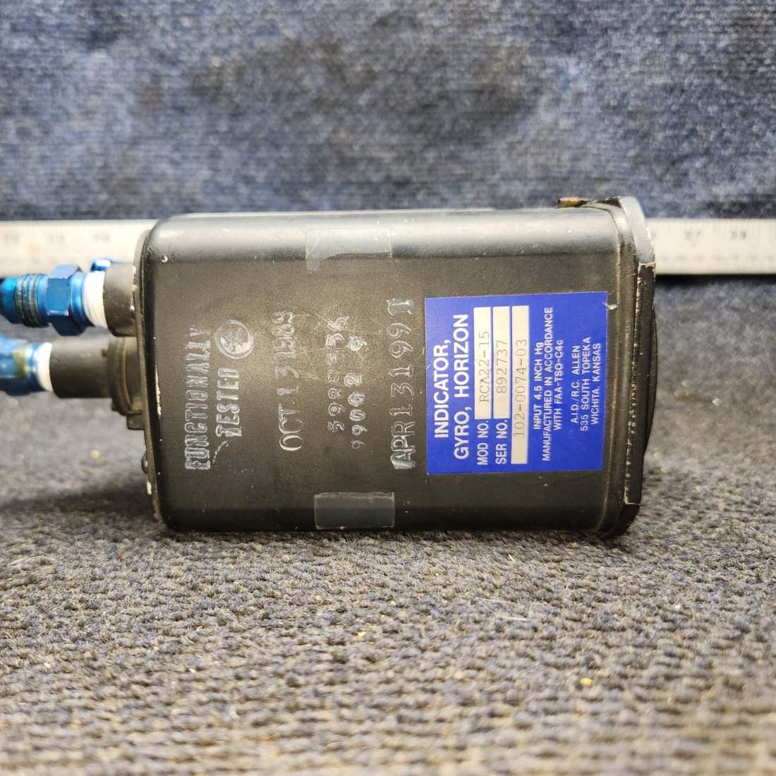 Used aircraft parts for sale, 102-0074-03 RC Allen Inst RCA22-15 cessna 150G Horizon Gyro Indicator