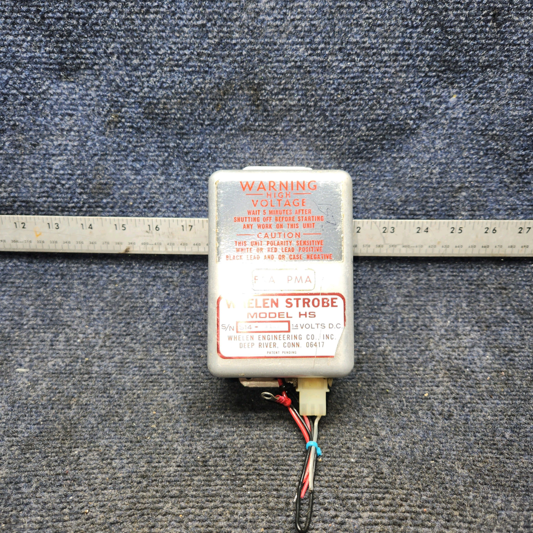 Used aircraft parts for sale, HS Whelen WHELEN Beechcraft A24R Strobe Light Power Supply (Volts: 14) Tested