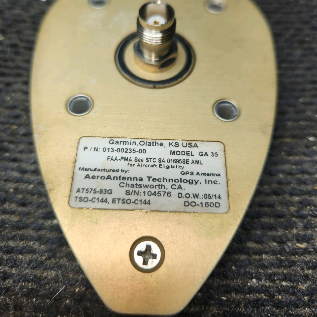 Used aircraft parts for sale, 013-00235-00 Garmin GA-35 cessna 172k WAAS GPS Antenna