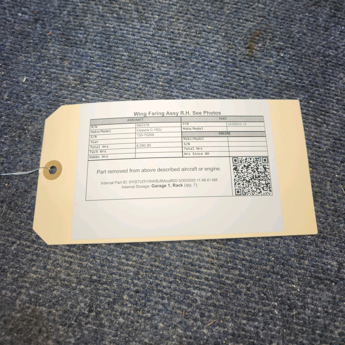 Used aircraft parts for sale, 0426003-19 Cessna C-150J Wing Faring Assy RH