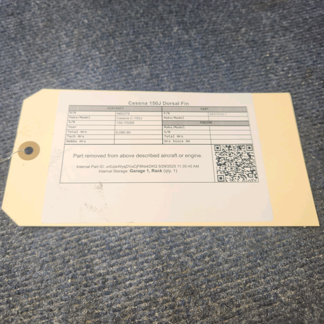 Used aircraft parts for sale, 0431014-1 Cessna C-150J Dorsal Fin