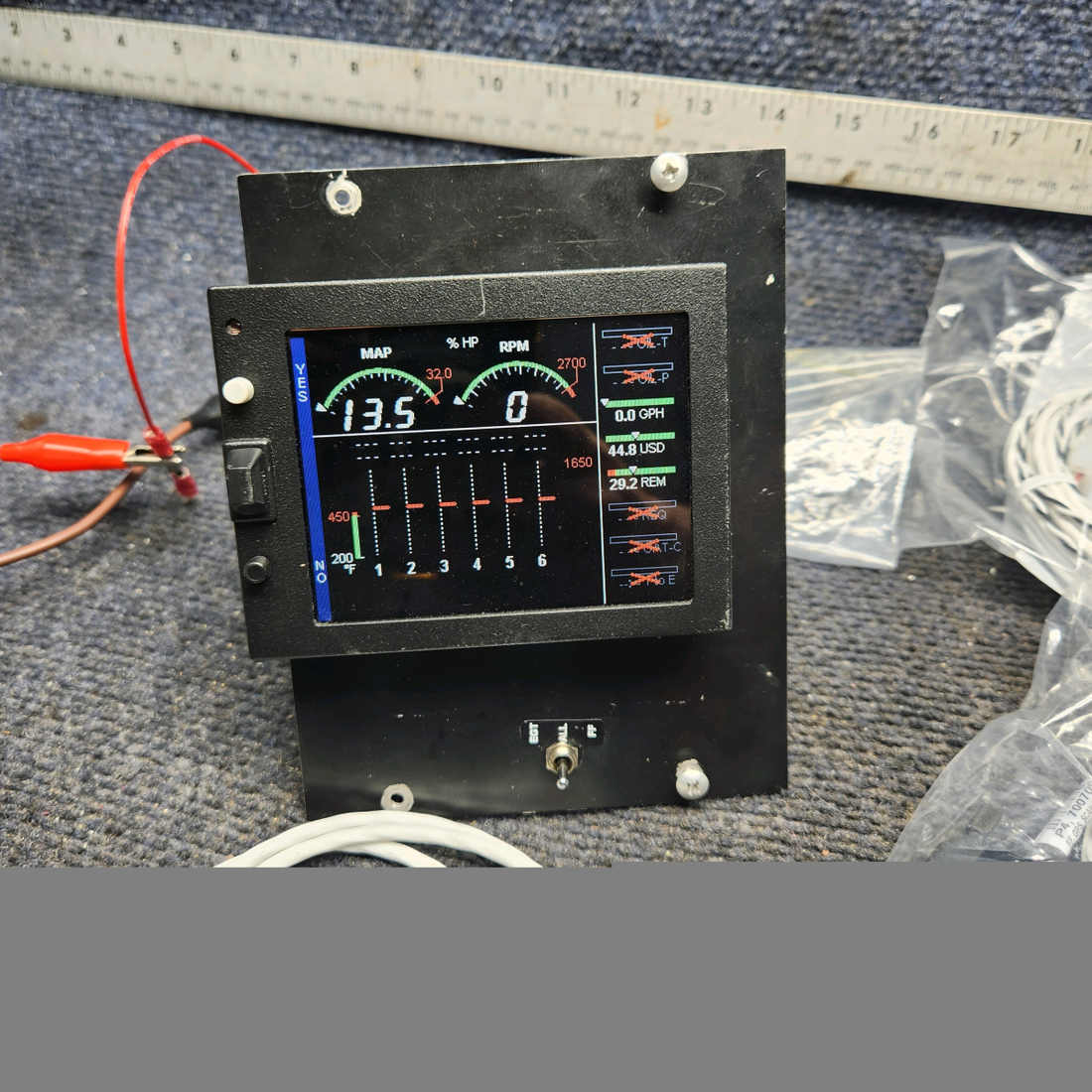 Used aircraft parts for sale, EMD-700/730/800/830 J.P Instruments EMD-830 Beechcraft A24R Engine Data Monitor System with Probes SIX CYL (14-28V)
