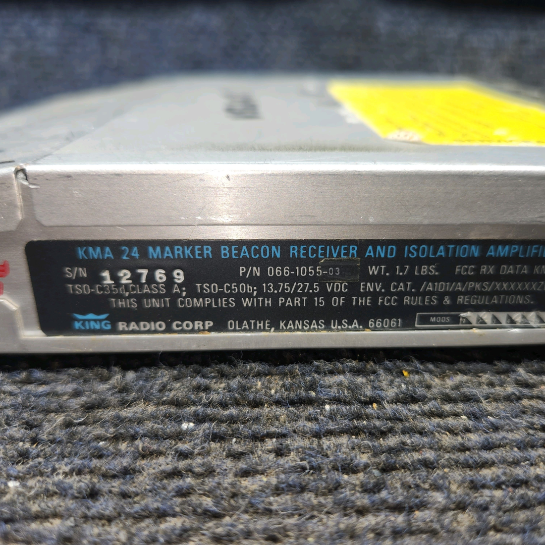 Used aircraft parts for sale, 066-1055-03 King KMA 24 Audio Panel