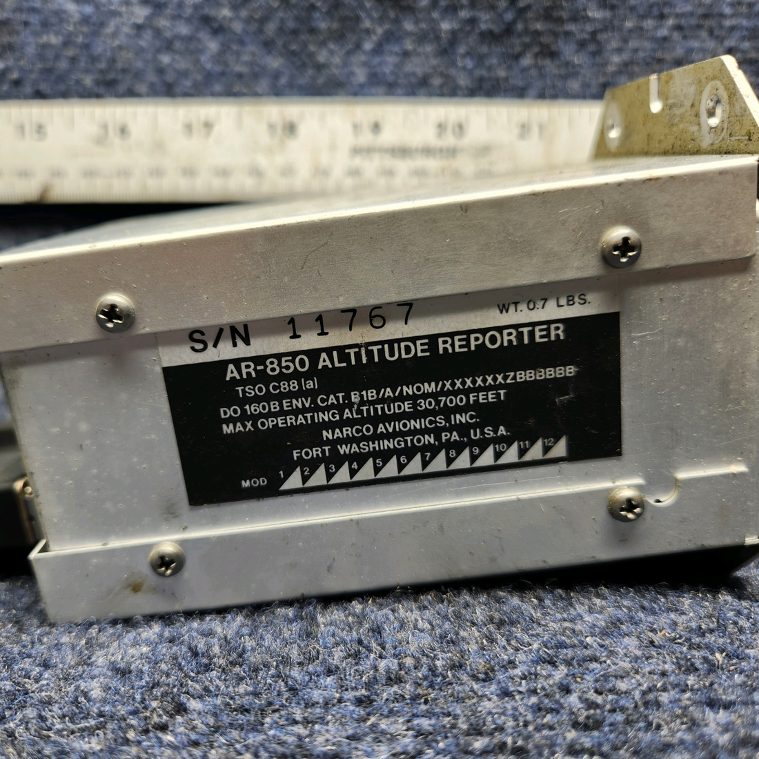 Used aircraft parts for sale, AR-850 Narco MOONEY M20J AVIONICS ALTITUDE REPORTER