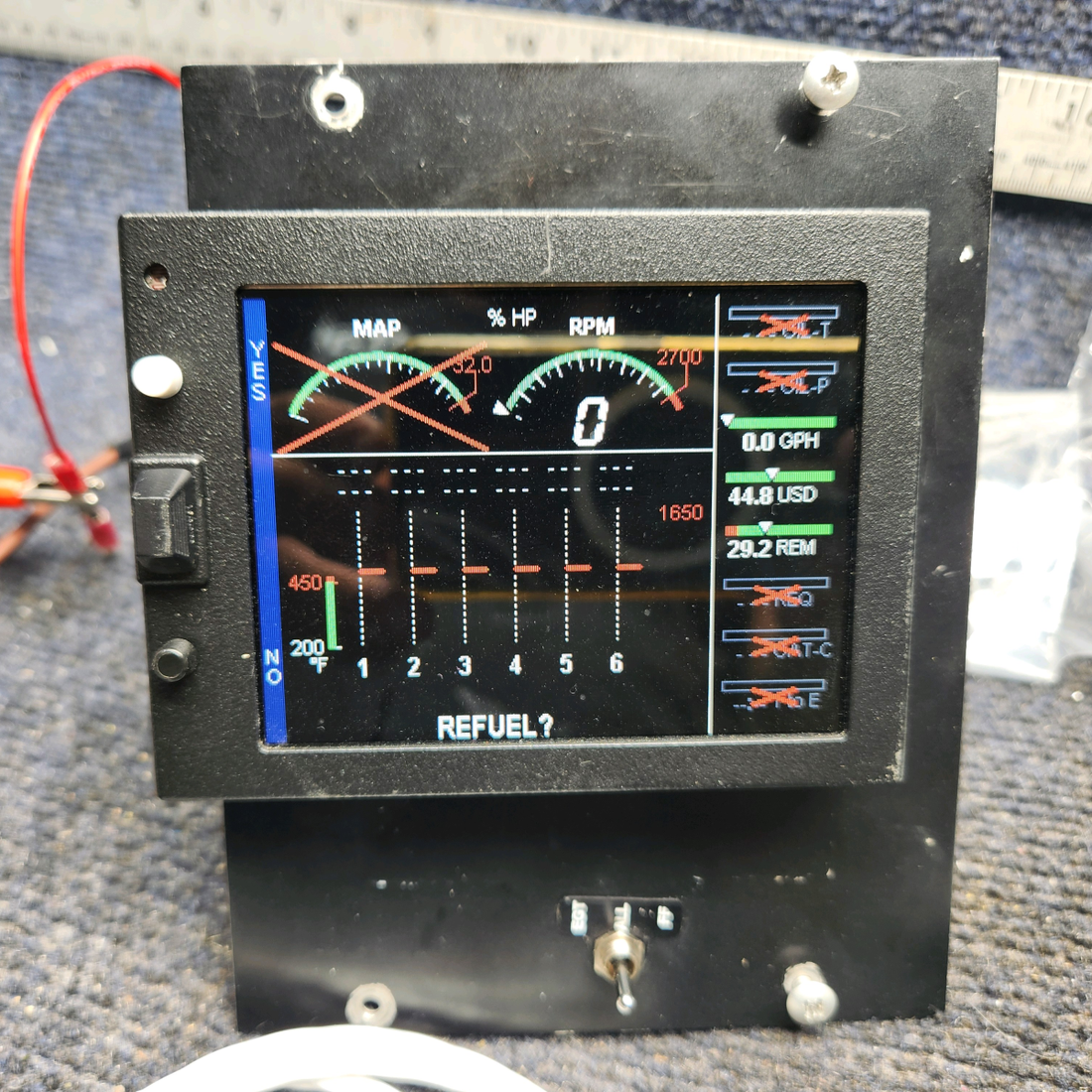 Used aircraft parts for sale, EMD-700/730/800/830 J.P Instruments EMD-830 Beechcraft A24R Engine Data Monitor System with Probes SIX CYL (14-28V)
