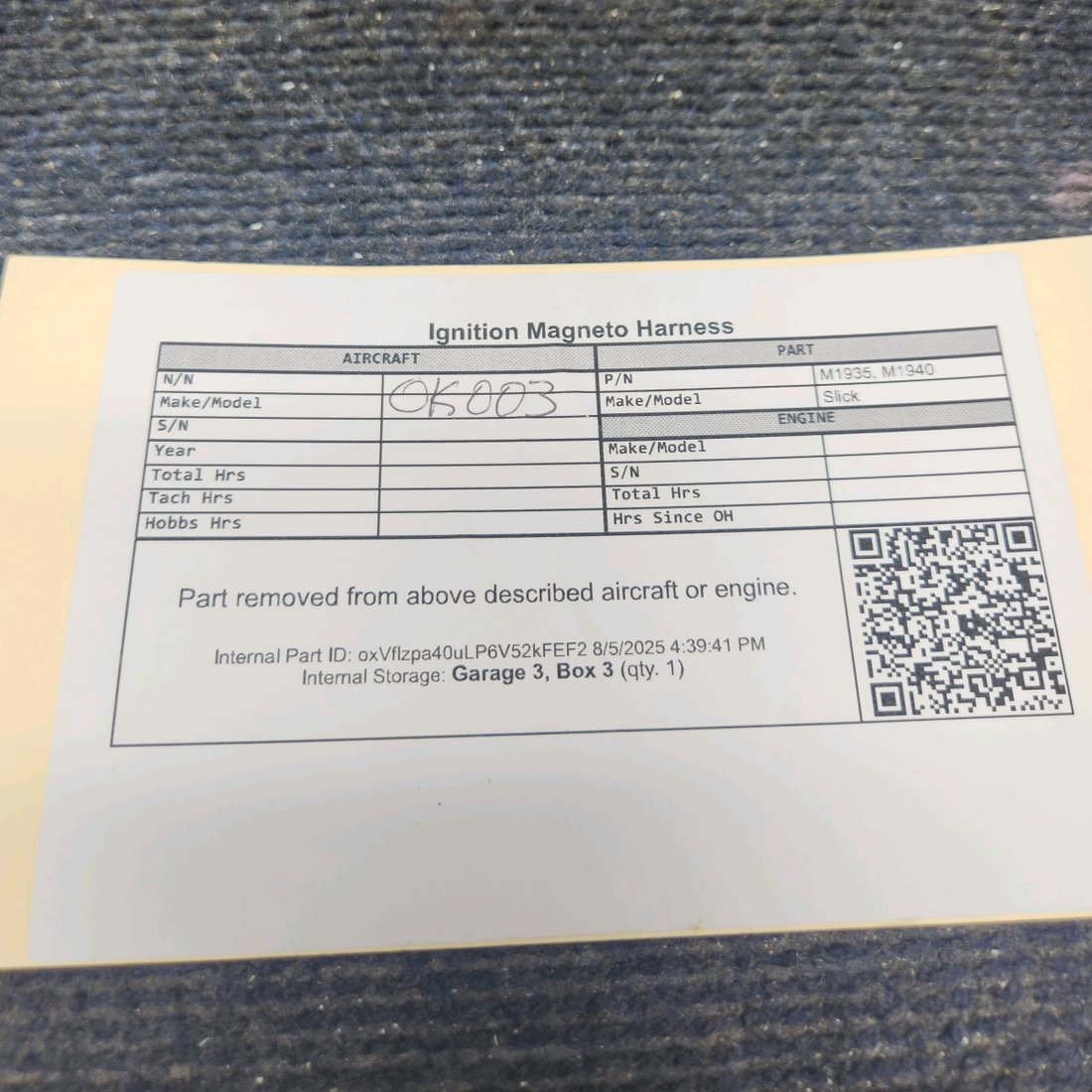 Used aircraft parts for sale, M1935 Slick Ignition Magneto Harness