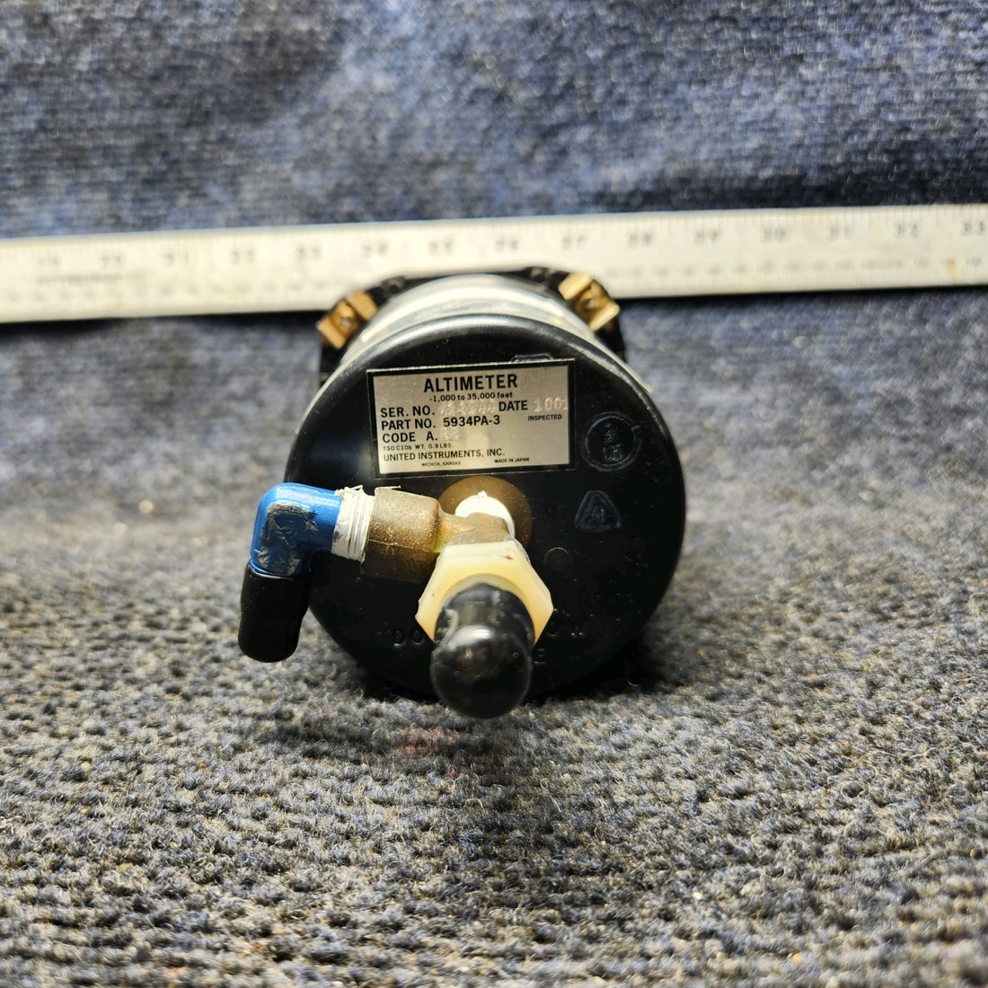 Used aircraft parts for sale, 5934P-3 United Instruments Piper PA28-161 Altimeter Indicator Code A.86