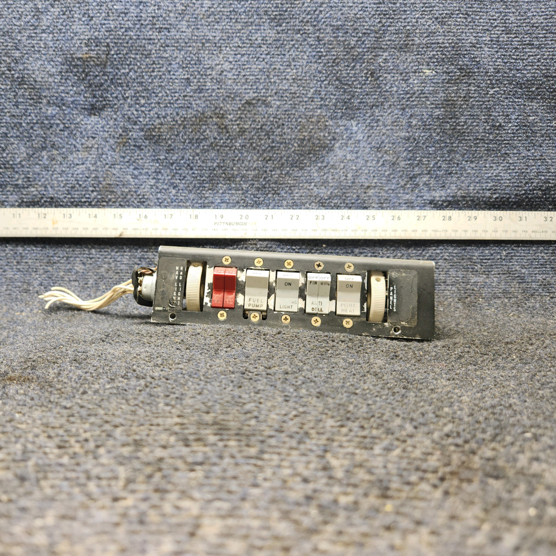Used aircraft parts for sale, 35212-000 Piper PA28-161 Switch Panel Assembly w/ Potentiometers