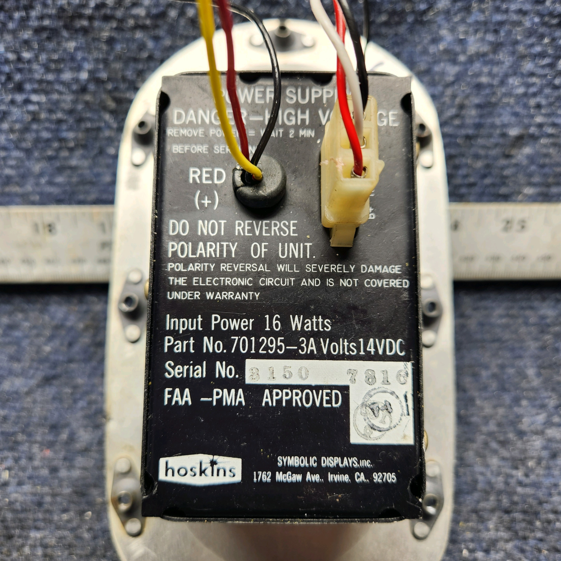 Used aircraft parts for sale, 701295-3A Hoskins MOONEY M20J STROBE LIGHT POWER SUPPLY (VOLTS: 14)