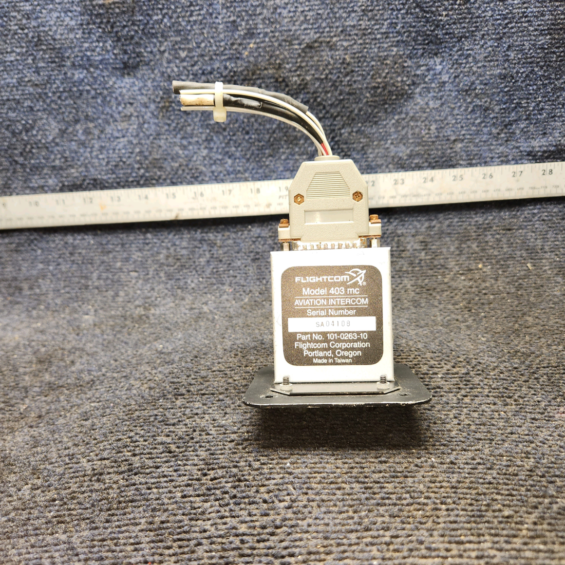 Used aircraft parts for sale, 101-0263-10 FLightcom 403MC Piper PA28-140 Intercom with Connector