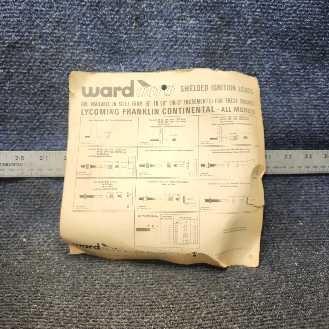 Used aircraft parts for sale, 100-57 Ward Aero 100 Series Continental, Lycoming Repair Kit for Ignition Leads