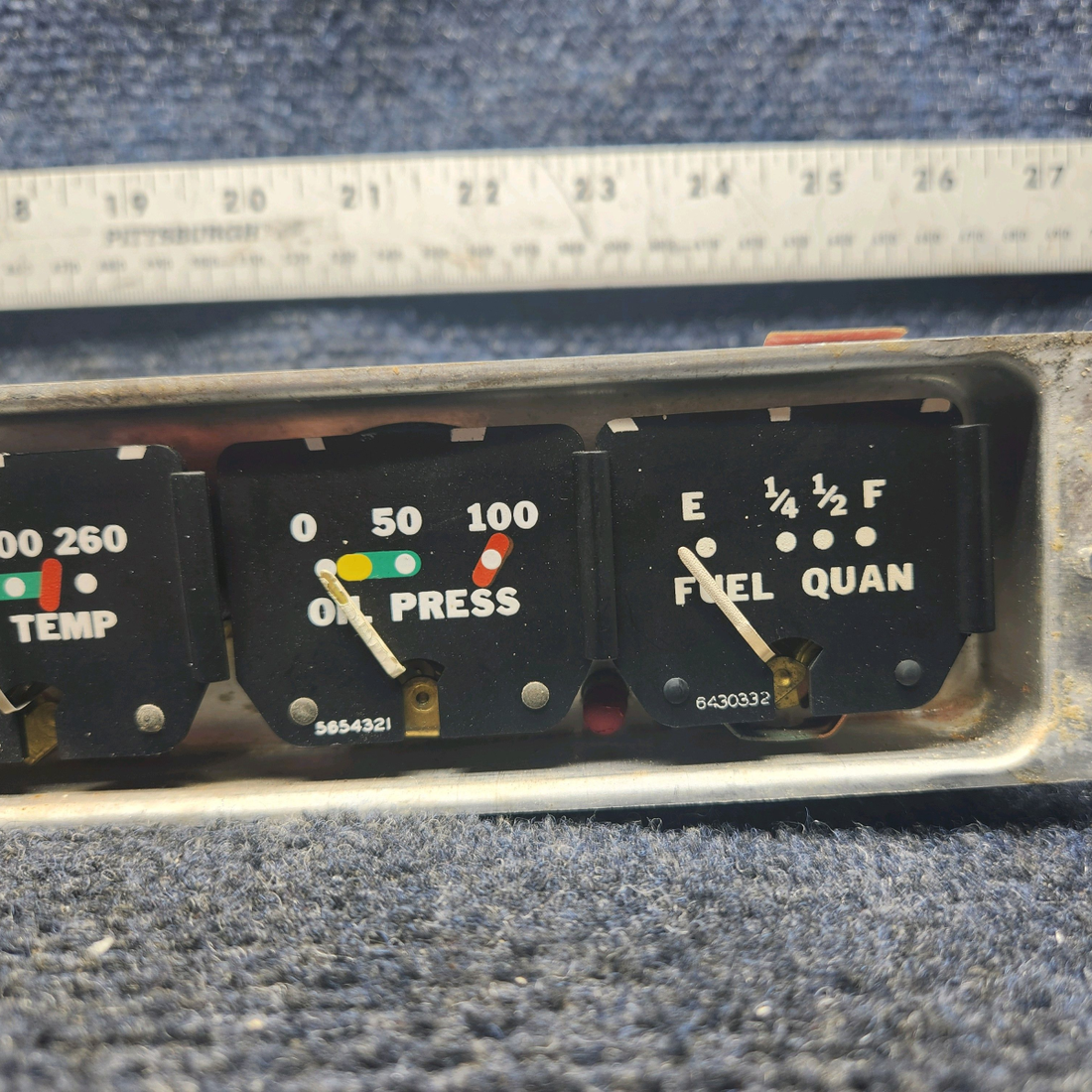 Used aircraft parts for sale, 169-380036-3 Beechcraft A23A Musketeer Custom III ENGINE GAUGE CLUSTER ASSEMBLY