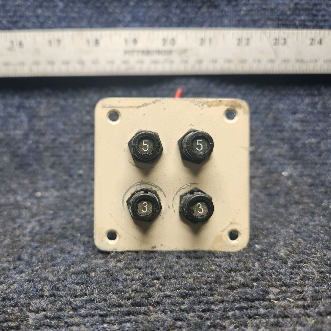 Used aircraft parts for sale, 7277-2-5 , 7277-2-3 klixon 7277 Beechcraft A23A Musketeer Custom III CIRCUIT BREAKER PUSH SWITCH (AMPS: 5 - 3) SET OF FOUR