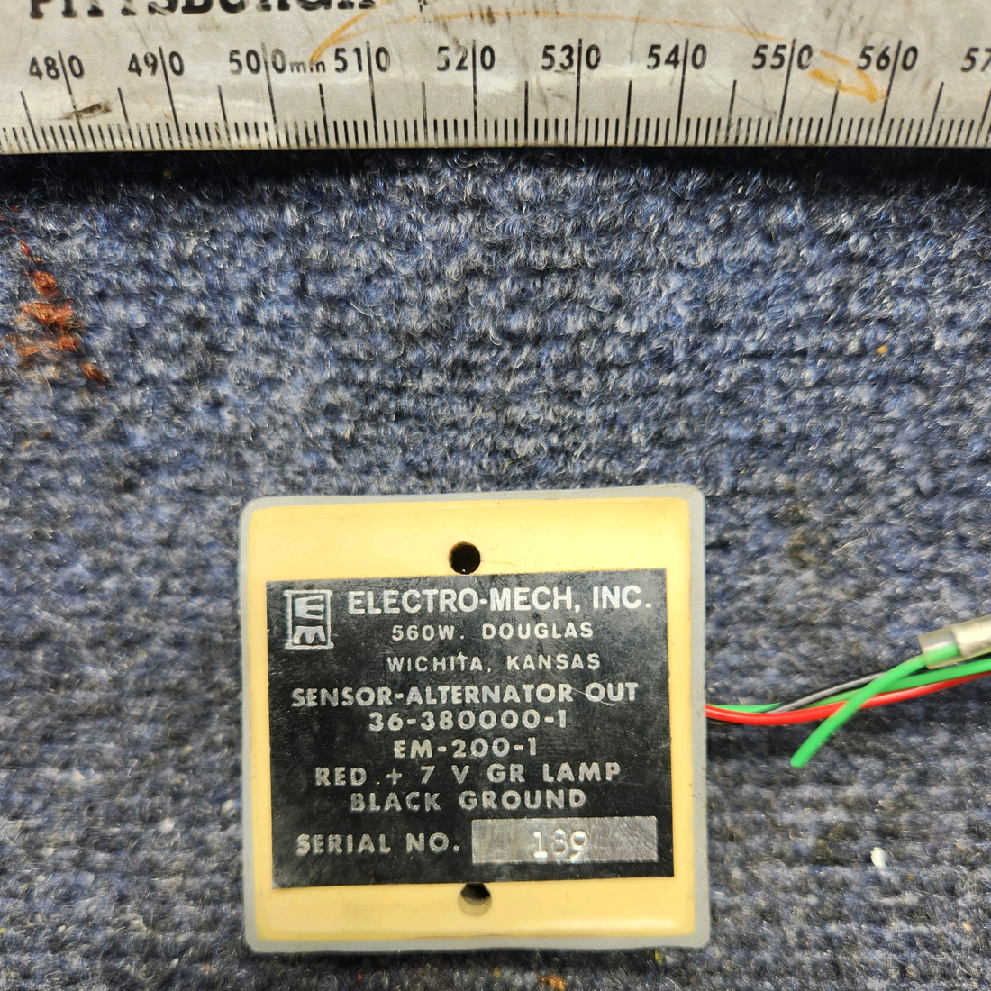 Used aircraft parts for sale, 36-380000-1 Beechcraft F33A ELECTRO-MECH SENSOR ALTERNATOR OUT
