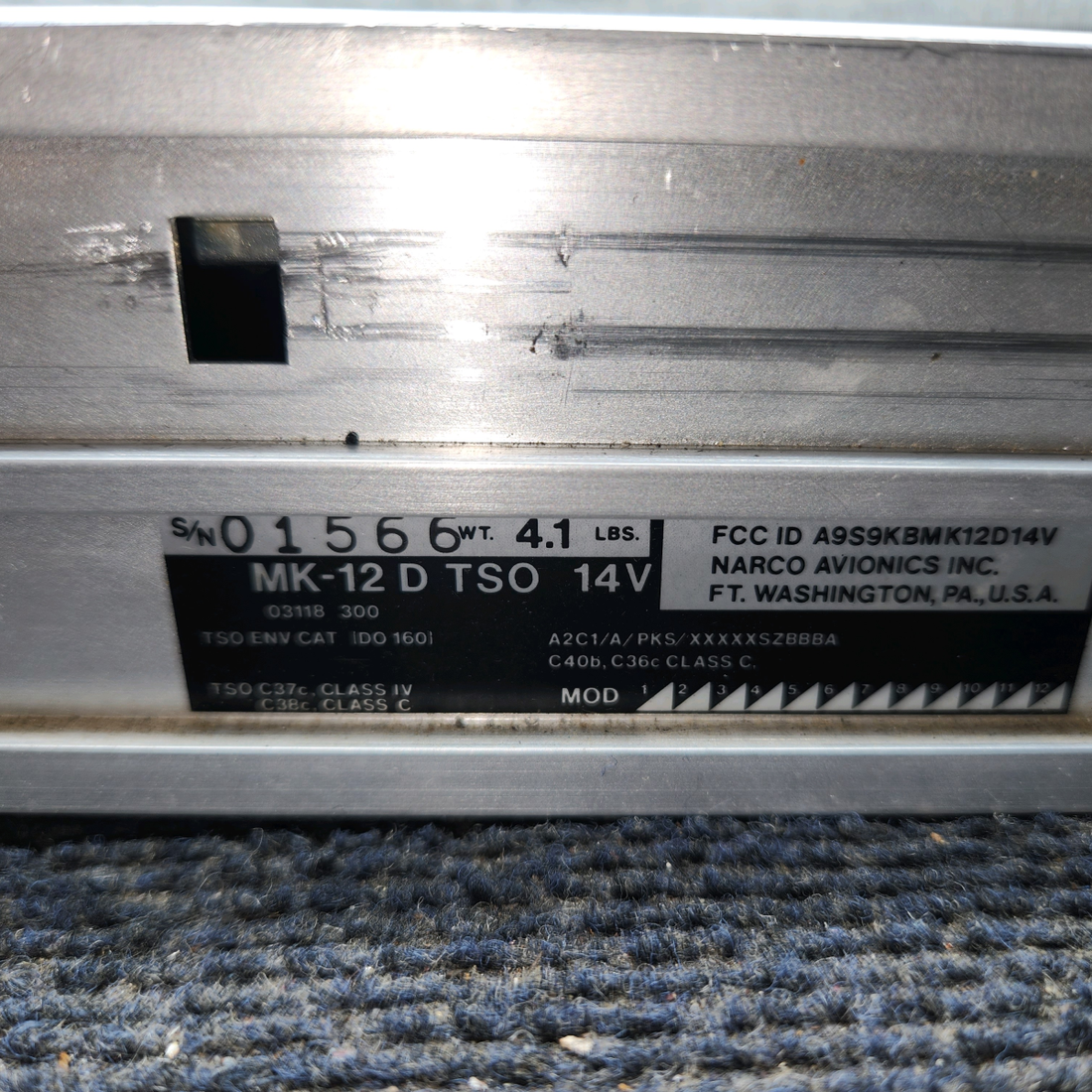 Used aircraft parts for sale, MK-12D TSO Narco Beechcraft 35-33 Nav-Com Unit 14V