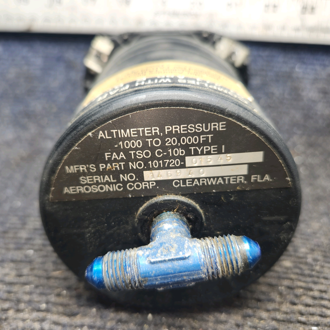 Used aircraft parts for sale, 101720-01545 Aerosonic Corp Piper PA-28-140 Altimeter