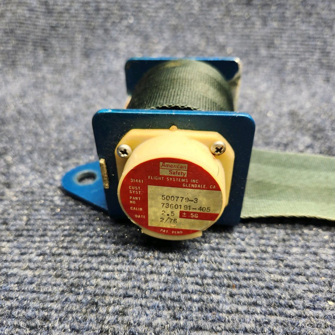 Used aircraft parts for sale, 7360191-405 America Safety Beechcraft C23 SUNDOWNER INERTIA REEL SEATBELT ASSY