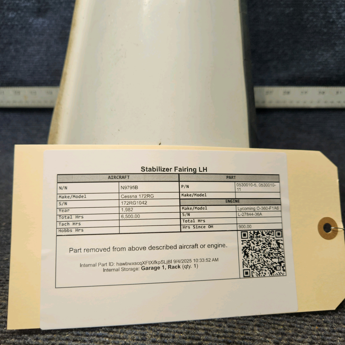 Used aircraft parts for sale, 0530010-5 Cessna 172RG Stabilizer Fairing - LH