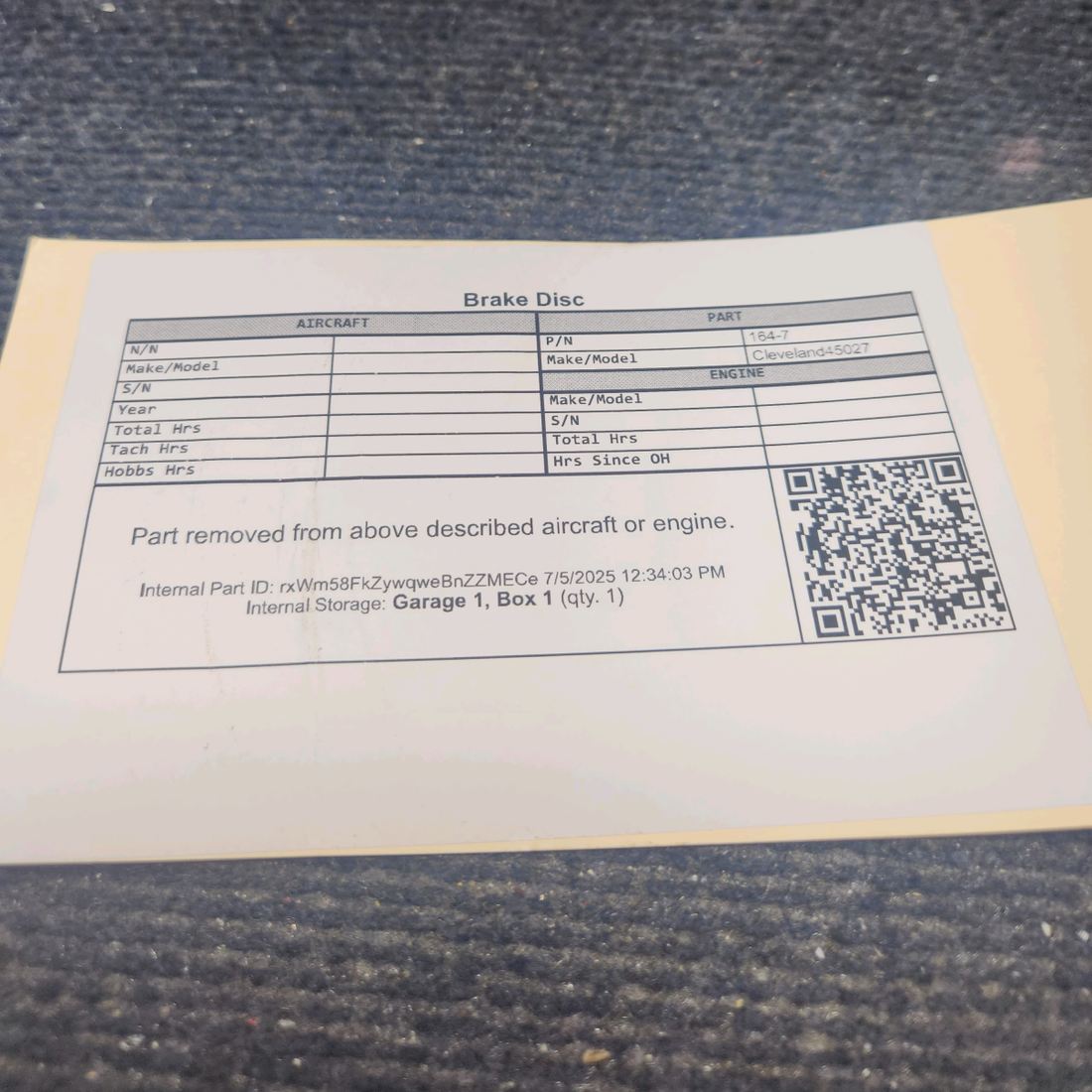 Used aircraft parts for sale, 164-7 Cleveland 45027 Brake Disc