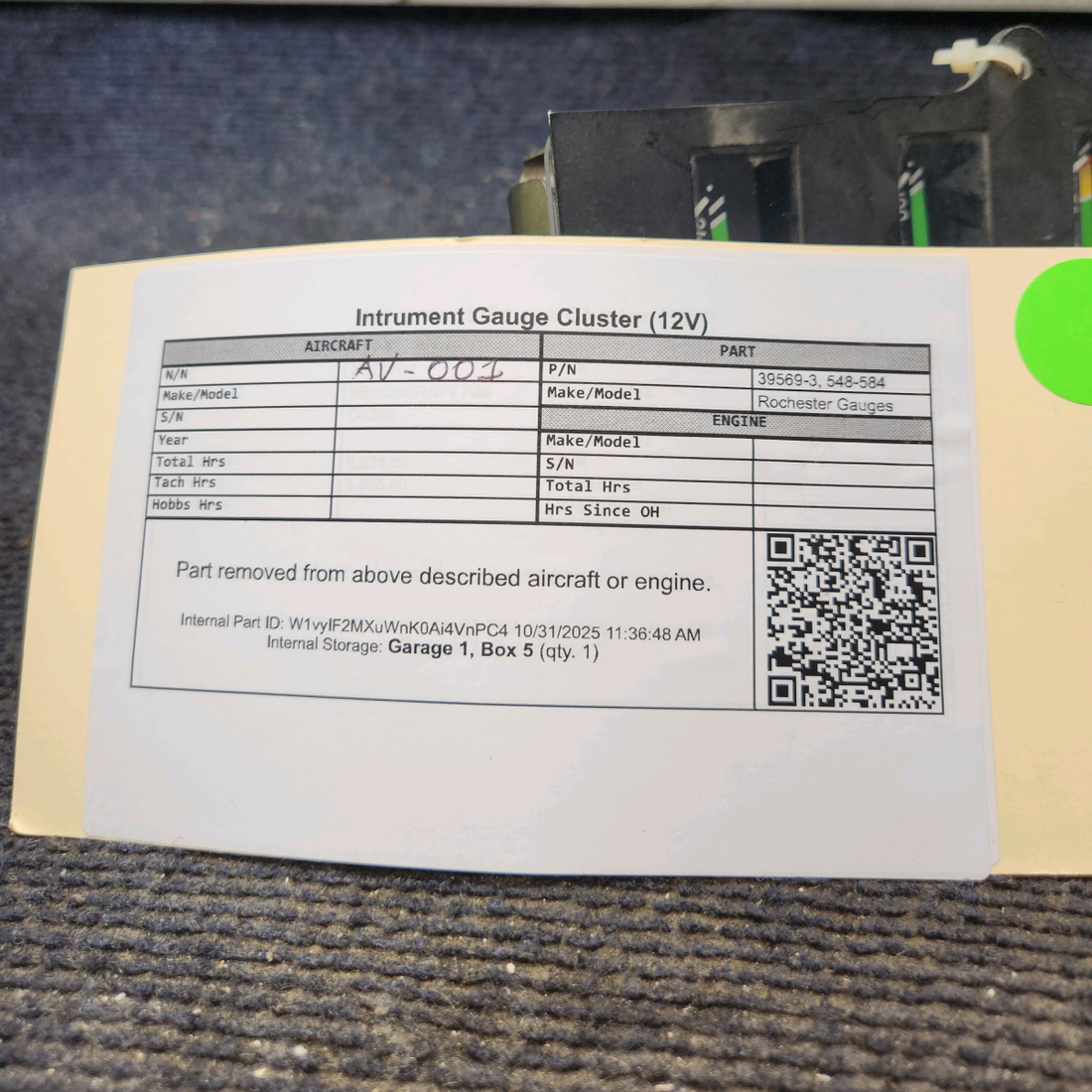 Used aircraft parts for sale, 39569-003 Rochester Gauges Piper PA34-220T Instruments Gauge Cluster (12V)