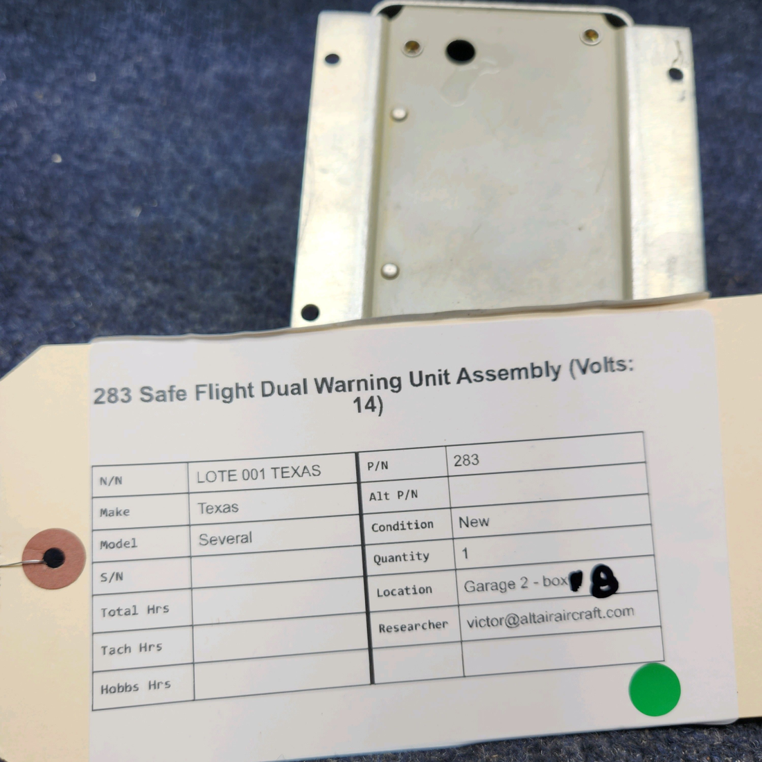 Used aircraft parts for sale, 283 Safe Flight Texas Several 283 SAFE FLIGHT DUAL WARNING UNIT ASSEMBLY (VOLTS: 14)