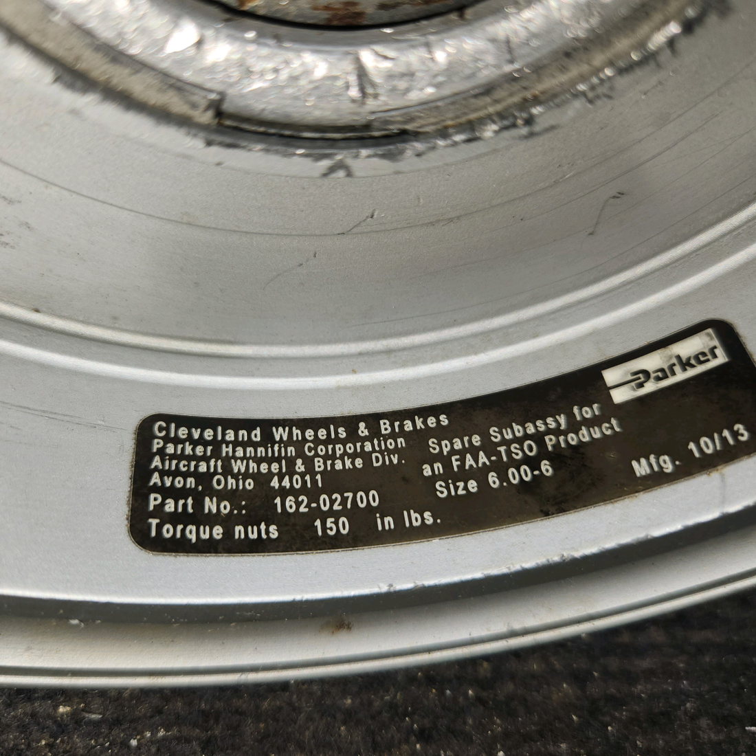 Used aircraft parts for sale, 40-97A Parker cessna 150G Main Gear Wheel Assembly – 6.00-6