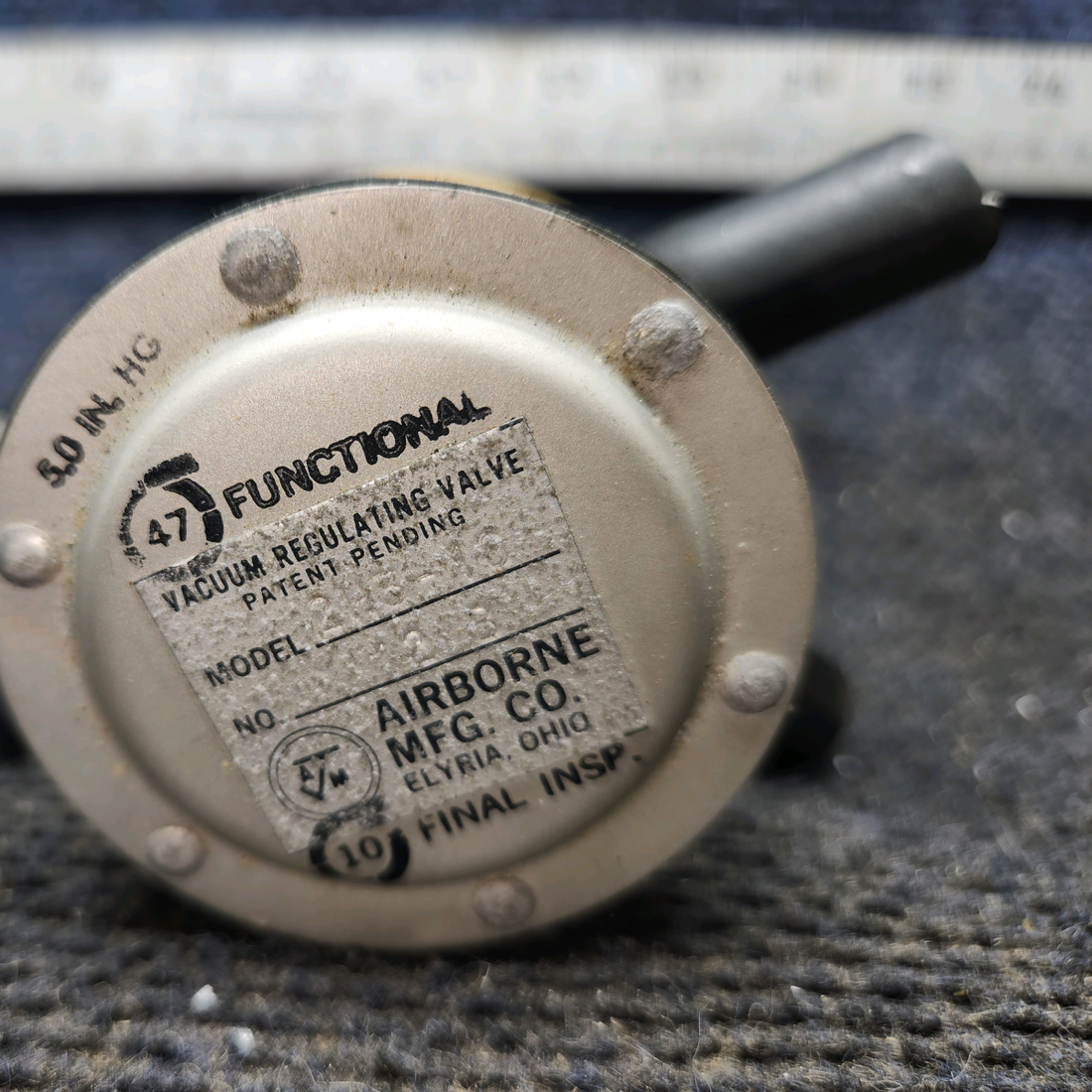 Used aircraft parts for sale, C482001-0401 Airborne MFG cessna 172N Vacuum Regulator Valve Assembly