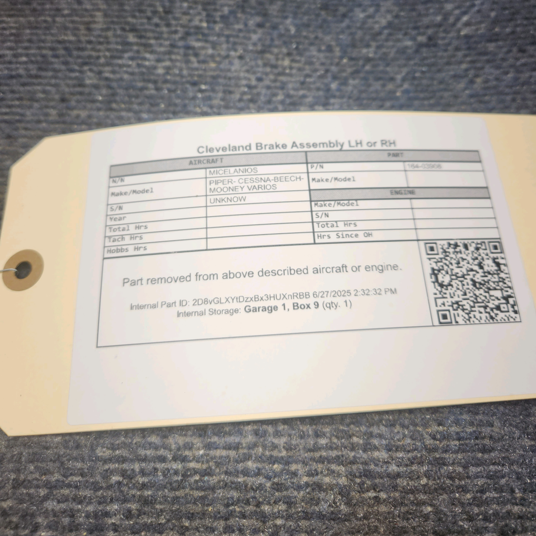 Used aircraft parts for sale, 164-03906 Cleveland Piper PA-28 Brake Assembly - LH or RH