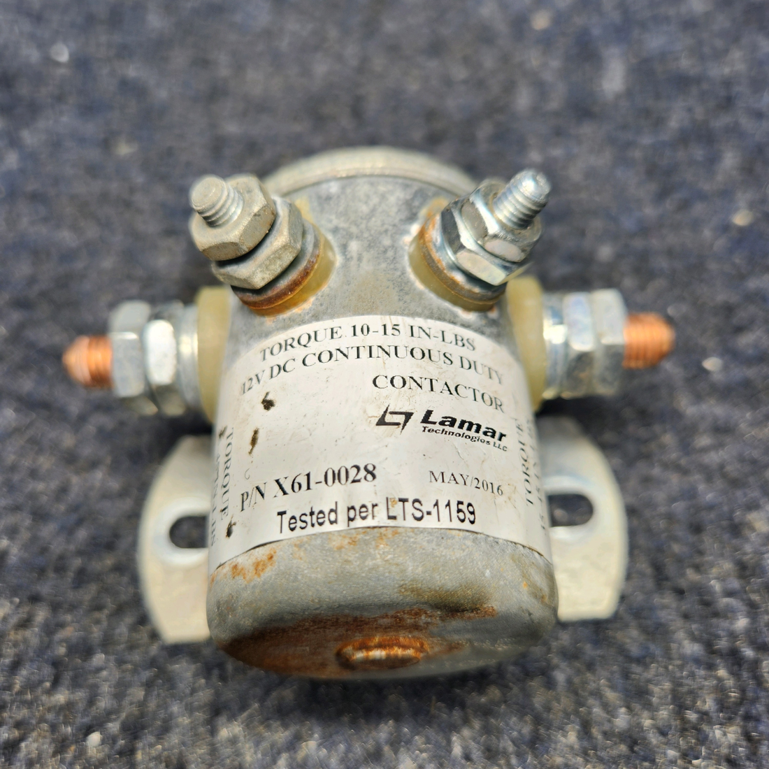 Used aircraft parts for sale, X61-0028 BEECHCRAFT F35 LAMAR CONTACTOR SOLENOID (VOLTS: 12, AMPS: 100)