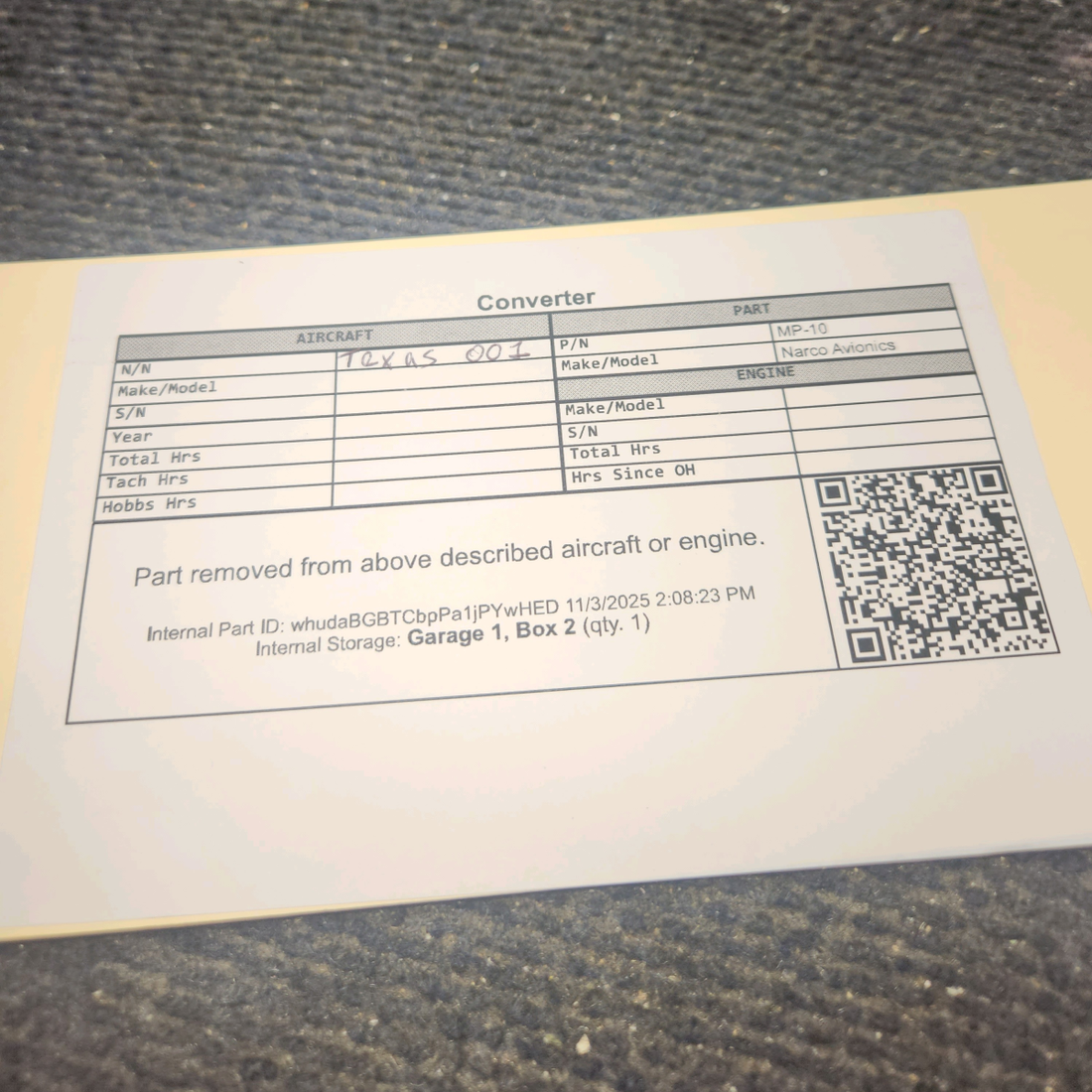 Used aircraft parts for sale, MP-10 Narco Avionics Avionics Converter Unit