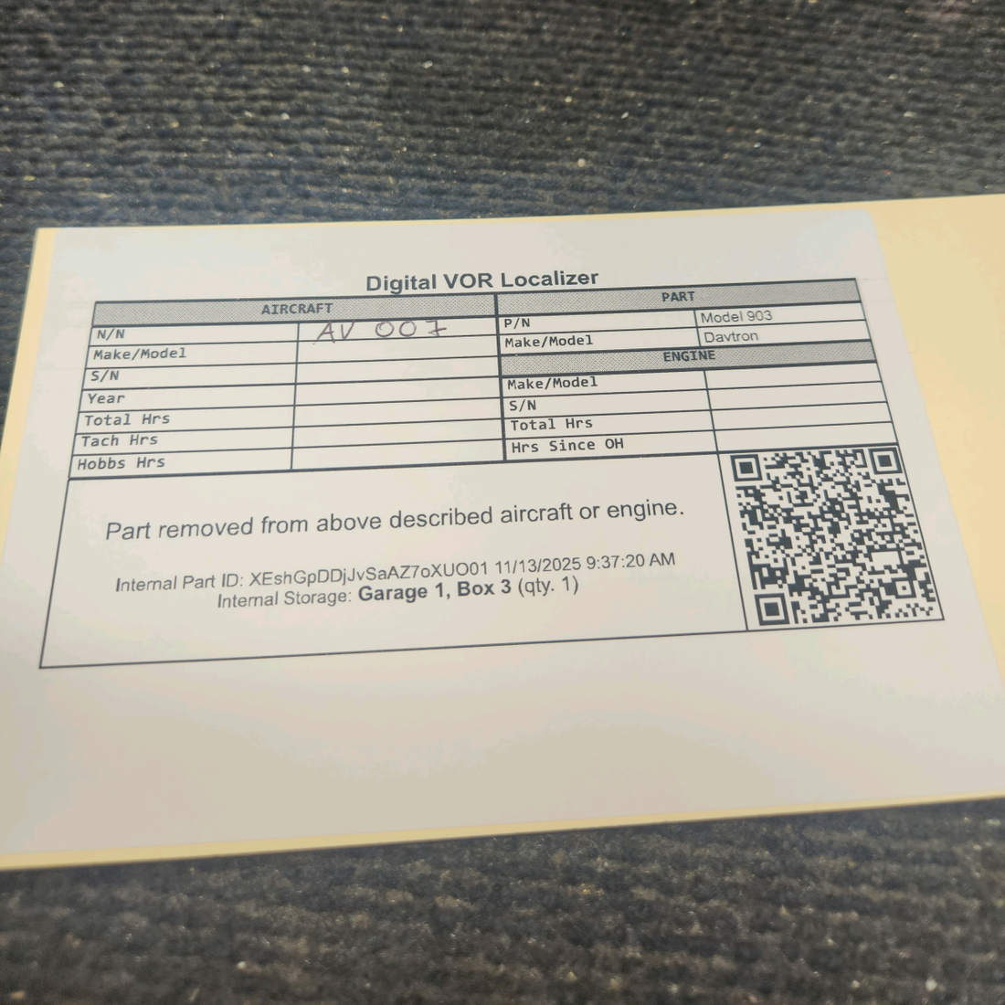 Used aircraft parts for sale, 903 Davtron Davtron Cessna T210N Digital VOR Indicator