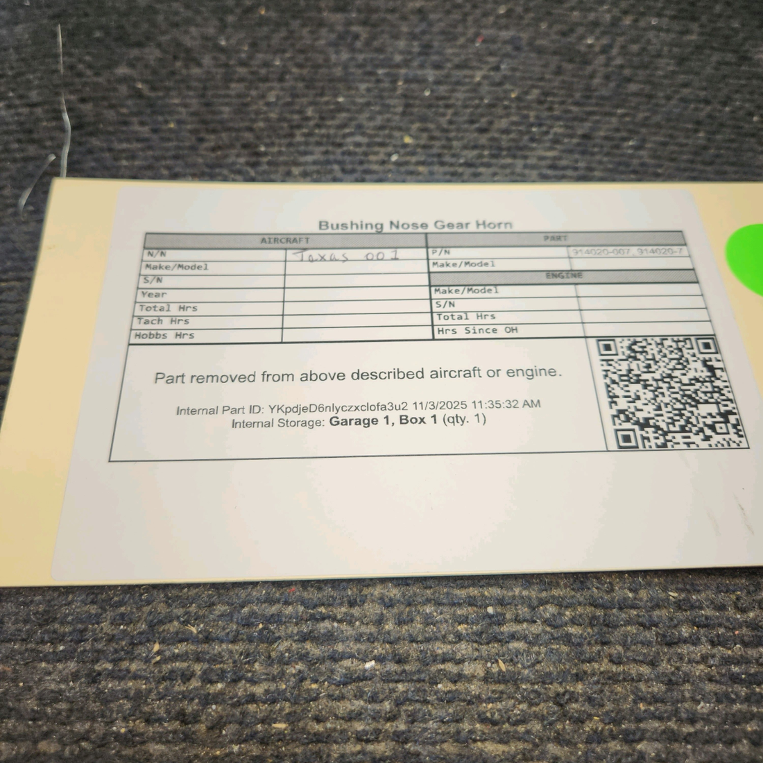 Used aircraft parts for sale, 914020-007 Bushing Nose Gear Horn