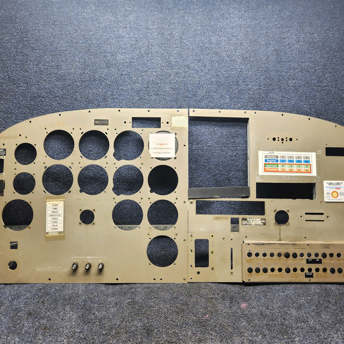 Used aircraft parts for sale, Instrument-panel PIPER PA28-161 Warrior III 1995 ALUMINUM INSTRUMENT  PANEL LH & RH