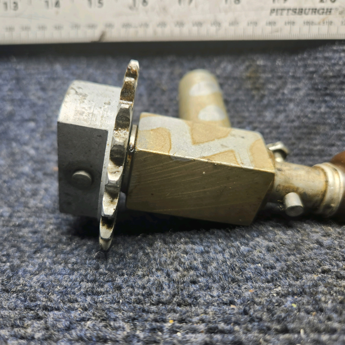 Used aircraft parts for sale, 169-524018-39 Beechcraft A23A Musketeer Custom III CONTROL COLUMN FITTING WITH BUSHING, BEARINGS, SPROCKET