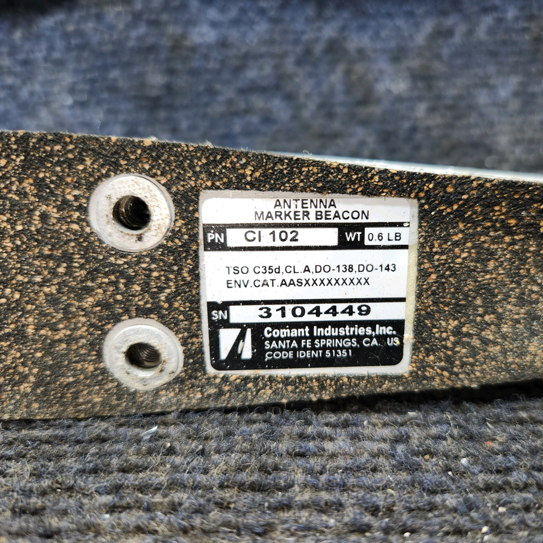 Used aircraft parts for sale, CI-102 Cessna 172E Marker Beacon Antenna