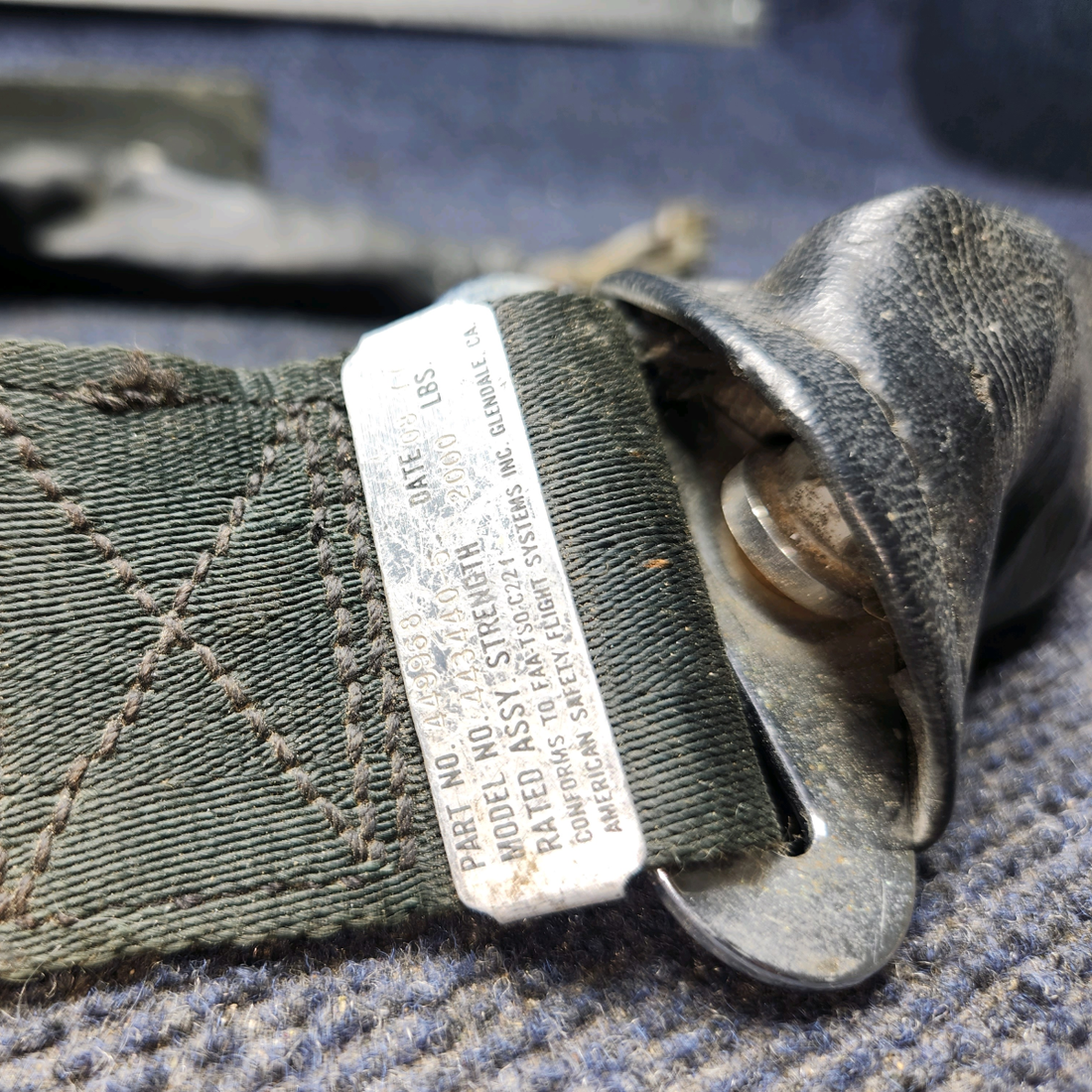 Used aircraft parts for sale, 449968 America Safety Lap Seat Belt Assembly with Boot