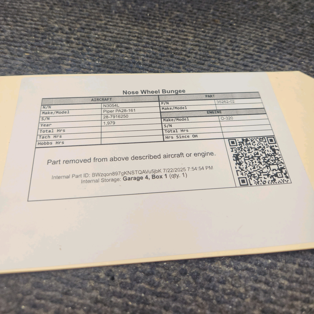 Used aircraft parts for sale, 35262-02 Piper PA28-161 Nose Wheel Bungee