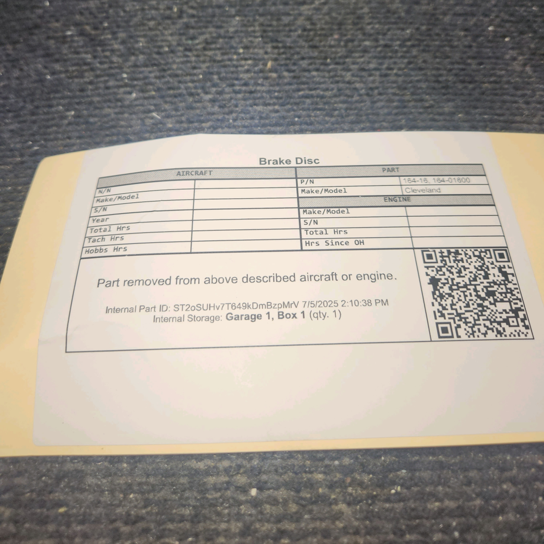 Used aircraft parts for sale, 164-16 Cleveland Brake Disc