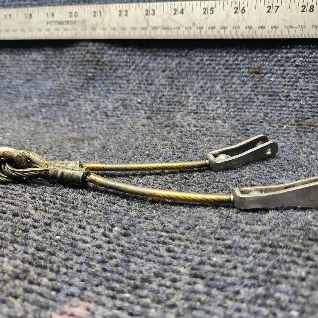 Used aircraft parts for sale, 65774-000 Piper PA28-140 Cable Seatbelt Center Attach
