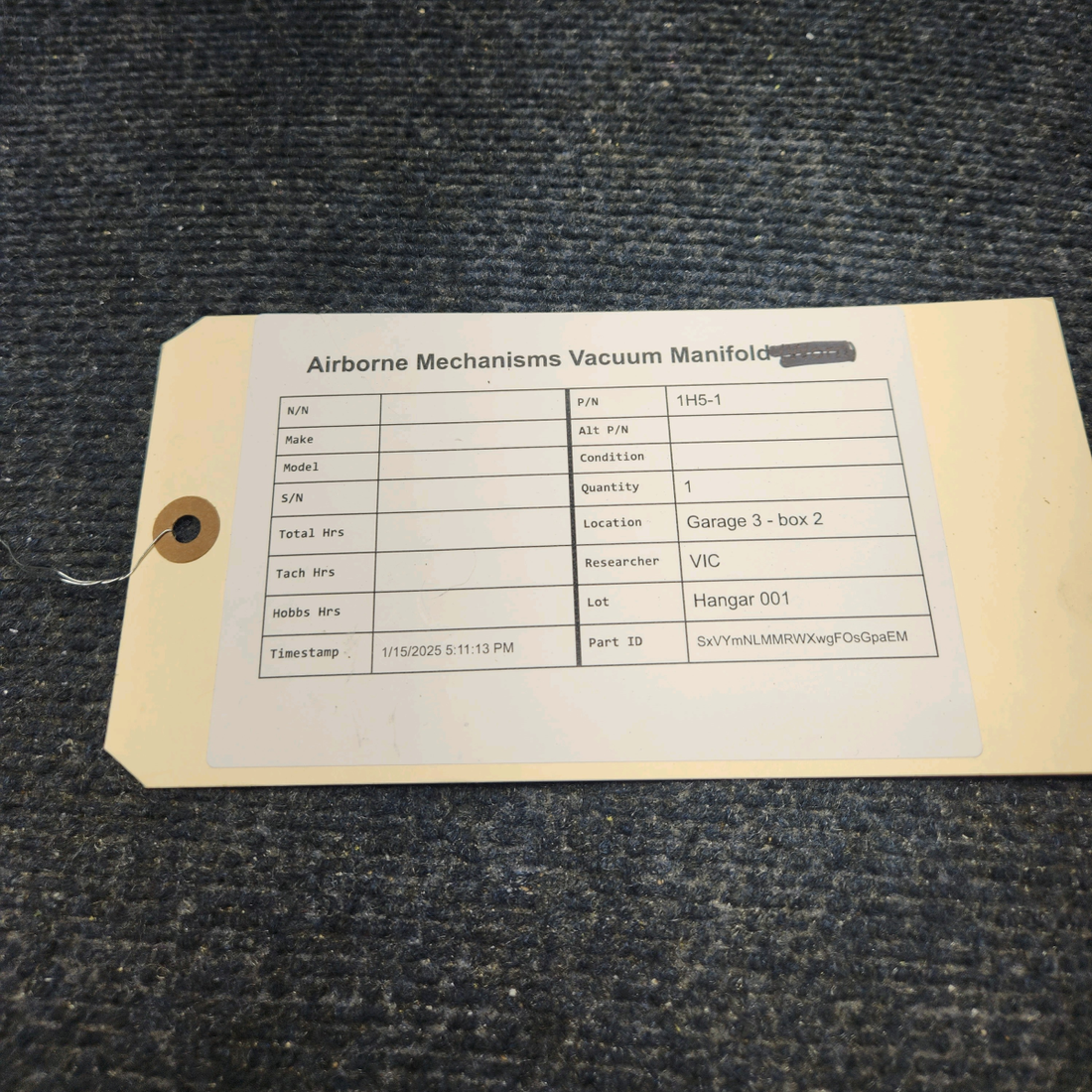 Used aircraft parts for sale, 1H5-1 Airborne MECHANISMS VACUUM MANIFOLD