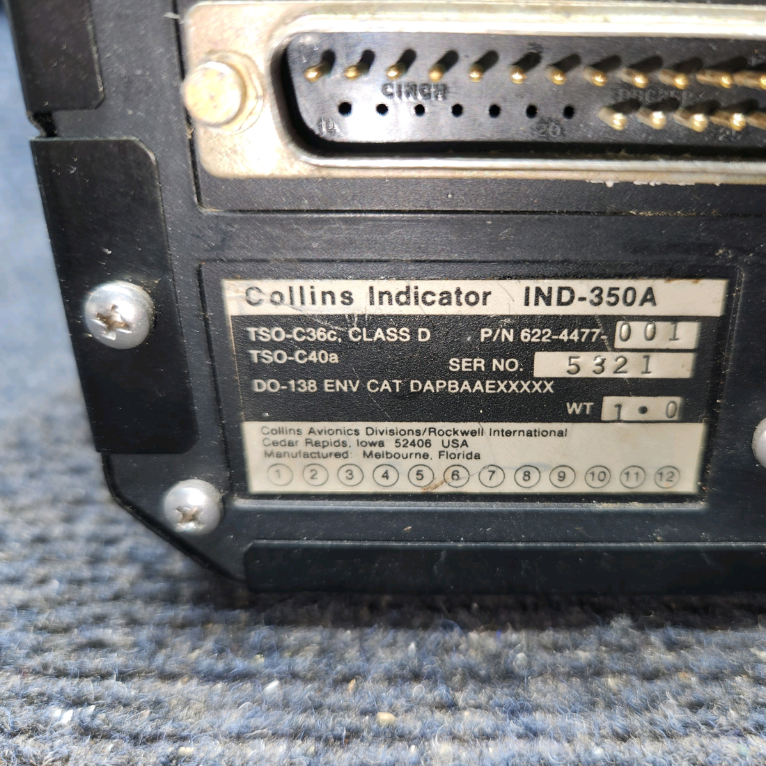 Used aircraft parts for sale, 622-2082-003 Collins IND-350A VOR / LOC Indicator