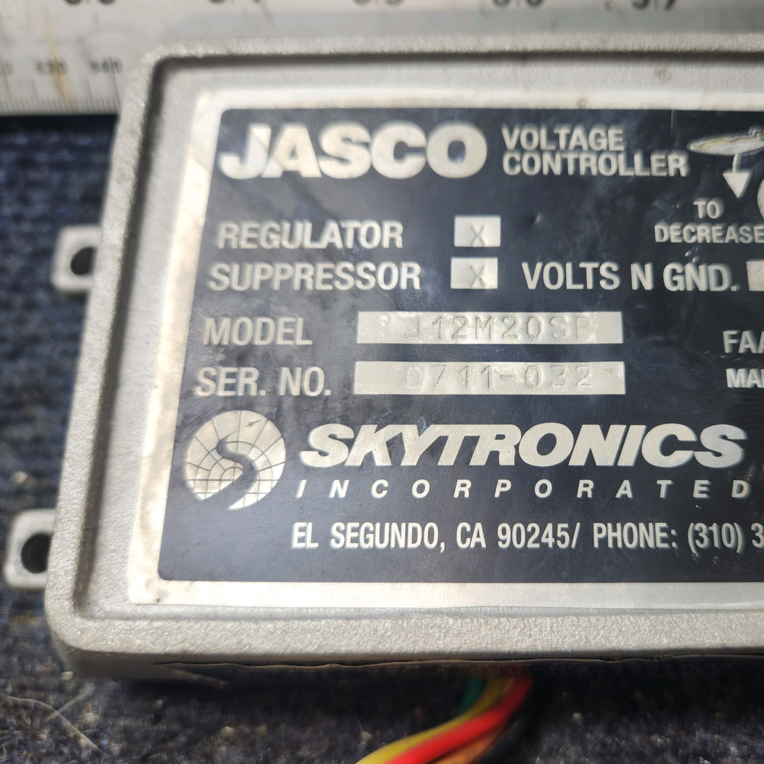 Used aircraft parts for sale, J12M20SP, test test Skytronics Cessna 172 Alternator Voltage Controller 12V