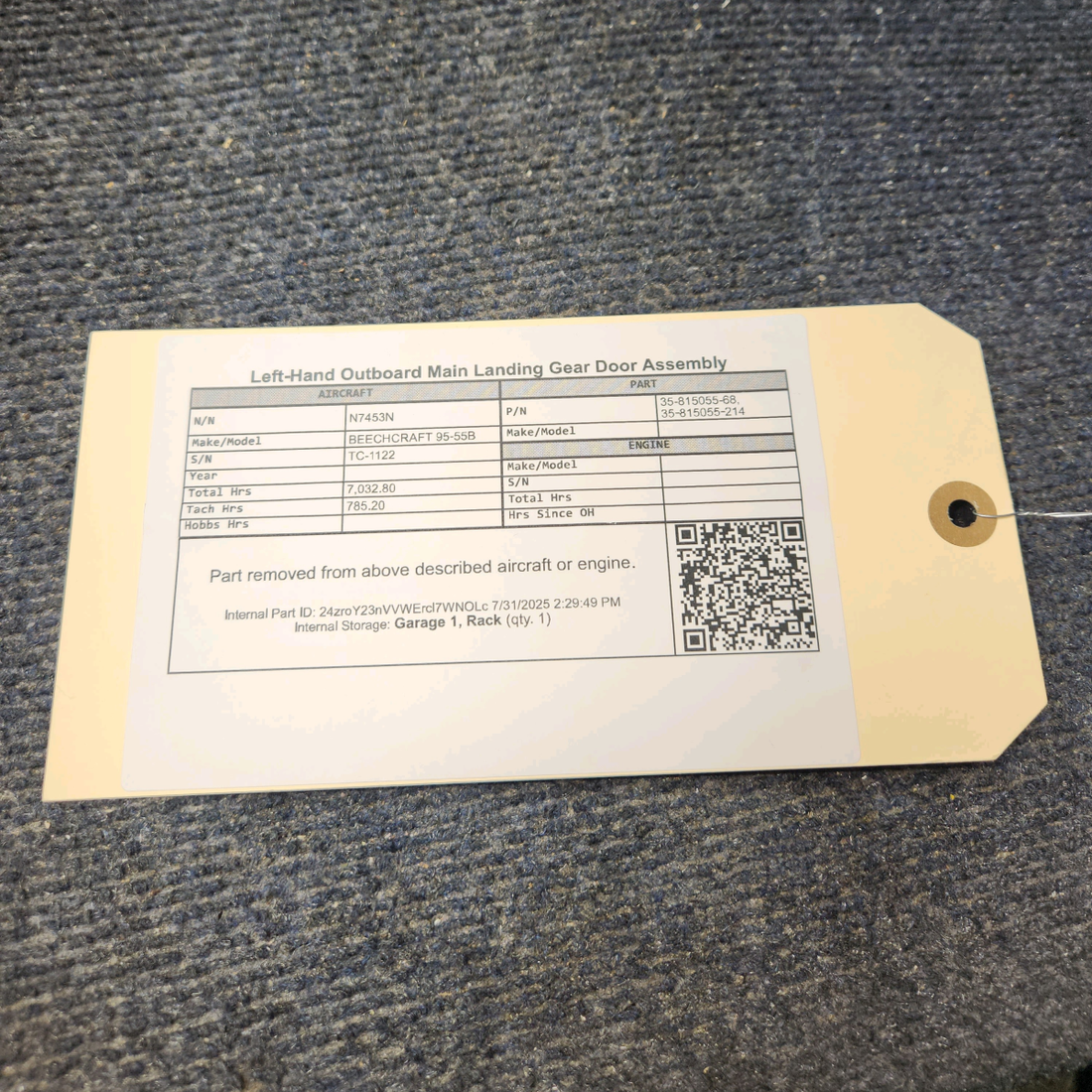 Used aircraft parts for sale, 35-815055-68 BEECHCRAFT 95-55B Outboard Main Landing Gear Door Assembly - LH