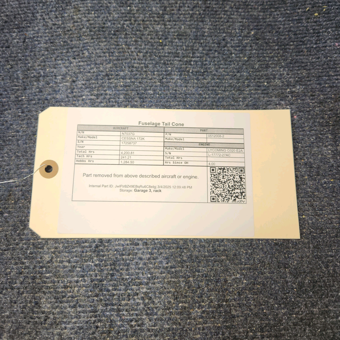 Used aircraft parts for sale, 0512008-2 CESSNA 172K FUSELAGE TAIL CONE
