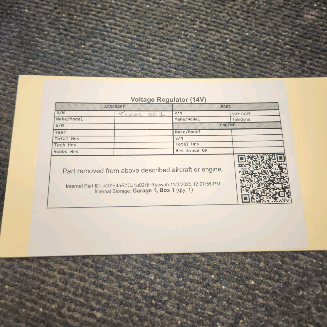 Used aircraft parts for sale, VSF7204 Teledyne Voltage Regulator (14V)