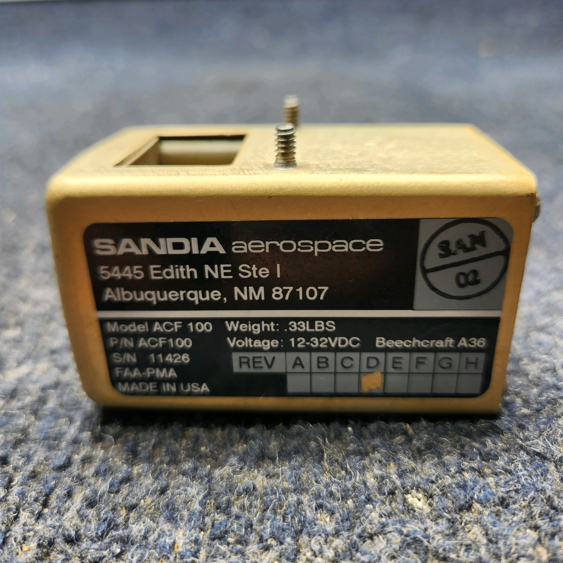 Used aircraft parts for sale, ACF100 PIPIR PA32RT-300 SANDIA AEROSPACE AVIONICS COOLING FAN (12-32V)