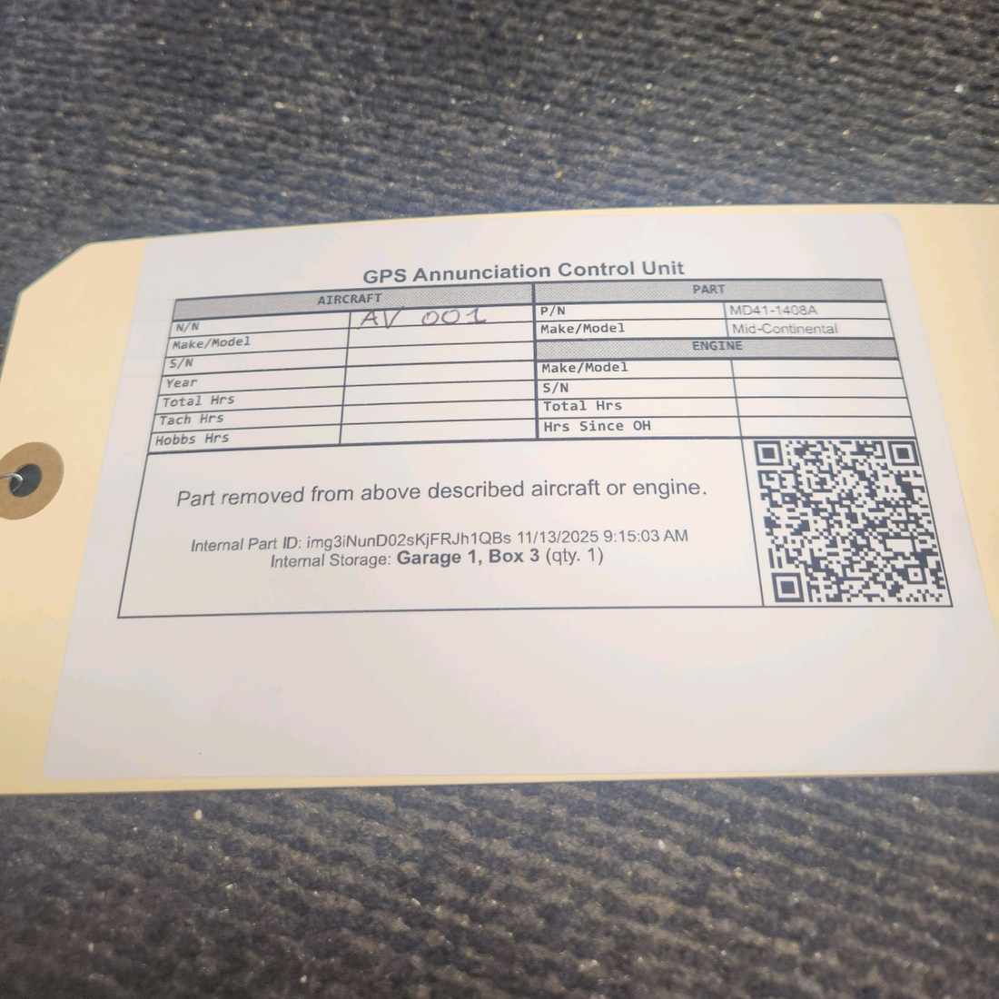 Used aircraft parts for sale, MD41-1408A Mid-Continental MD-41 GPS Annunciation Control Unit