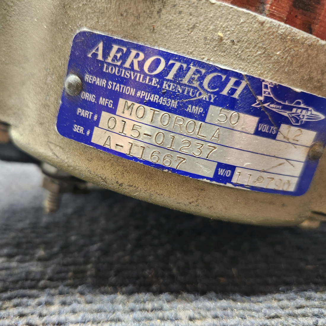 Used aircraft parts for sale, 015-01237 AeroTech Beechcraft 35-33 Alternator (12V, 50A)