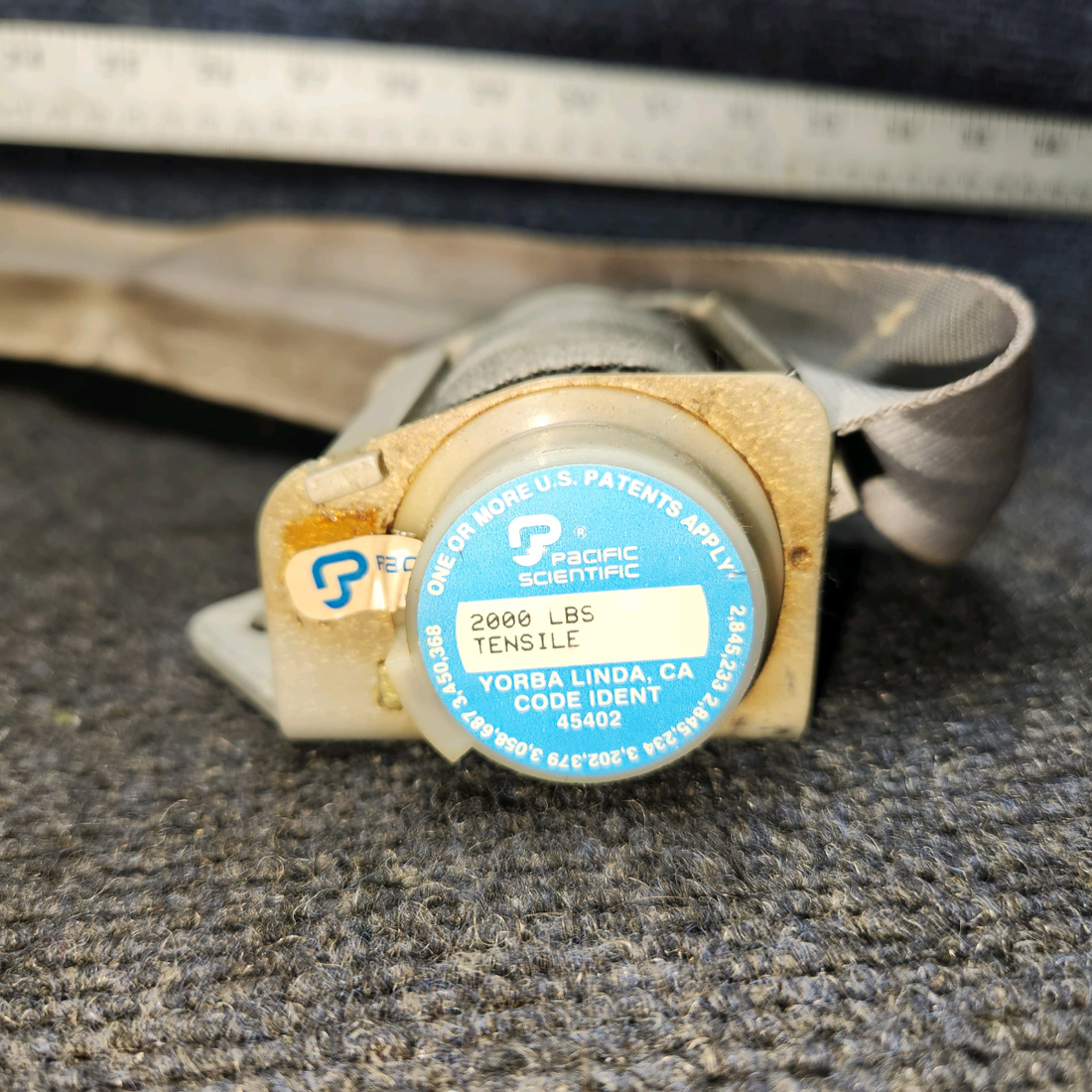 Used aircraft parts for sale, 1107447-01 Pacific Scientific 1107447-31 Piper PA28-161 Shoulder Harness Reel Assy (Grey)