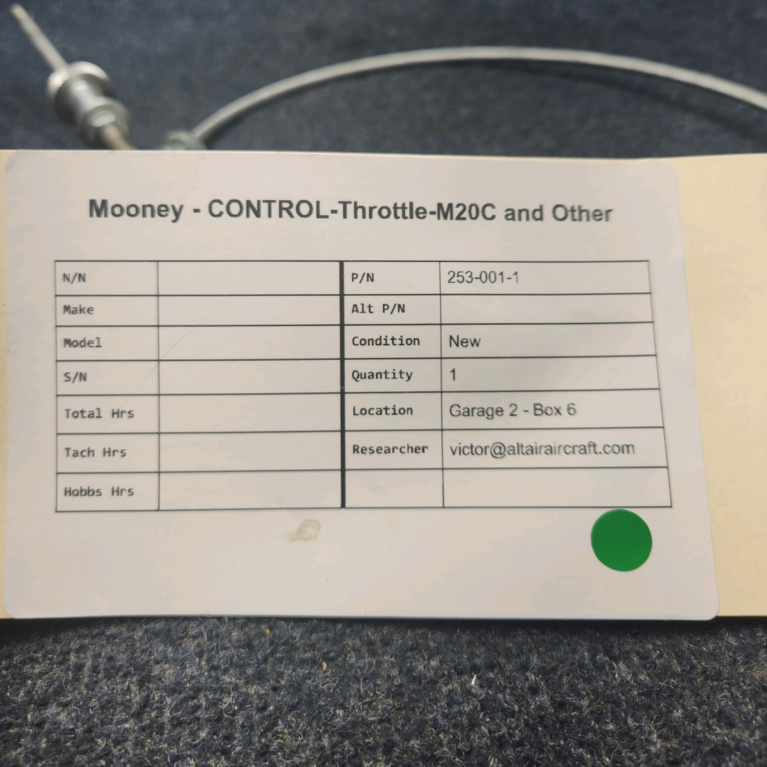 Used aircraft parts for sale, 660190-003 Texas Several MOONEY CONTROL THROTTLE.